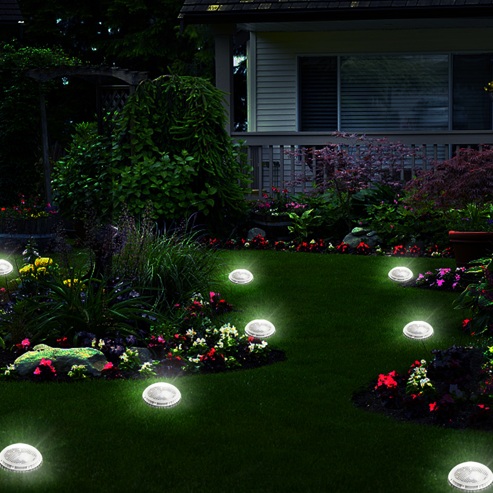 야외 태양 지상 조명 10 LED 방수 태양 디스크 조명 태양 거 지 하 정원 Led 밤 빛 뒤뜰 램프